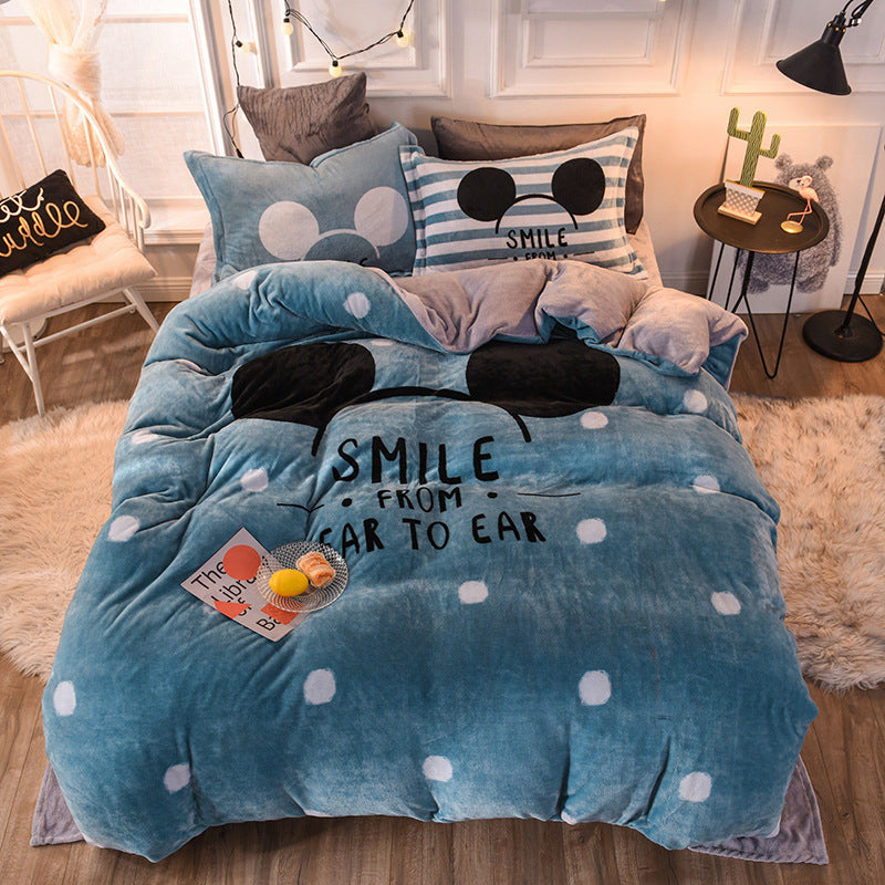 Colorful Cartoon Bed Sheet Quilt Cover for 1.8m Mattress - Happy Time, Fox, Shadow Hunter, and More