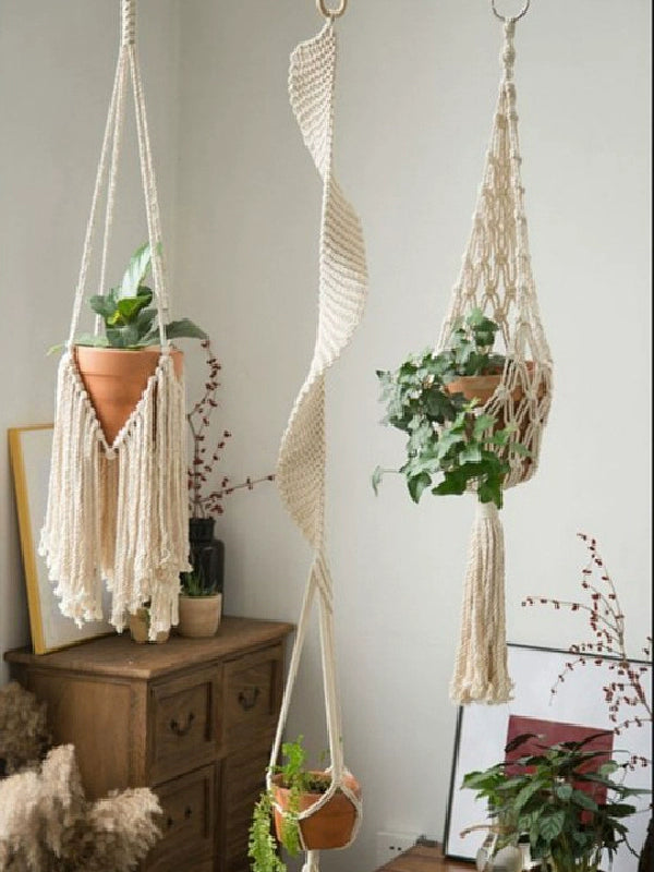 Instagram Nordic Style Indian Style Wall Hanging Decorative Cotton String Straw Rope Woven Cradle and Flower Pot Hang Rope