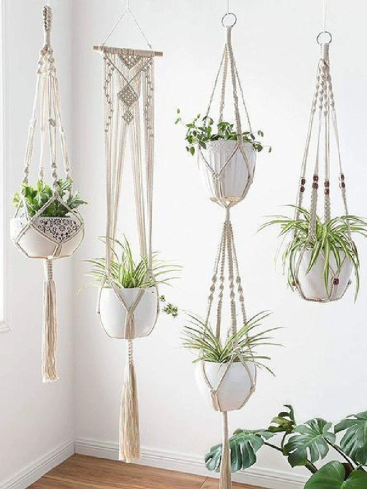 Instagram Nordic Style Indian Style Wall Hanging Decorative Cotton String Straw Rope Woven Cradle and Flower Pot Hang Rope