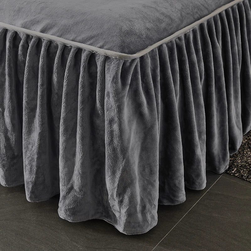 Premium Velvet Bed Skirt - Soft, Skin-Friendly Mattress Cover for Winter - No Pillowcase Included