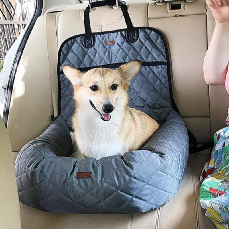 Portable Car Travel Dog Bed with Seat Belt