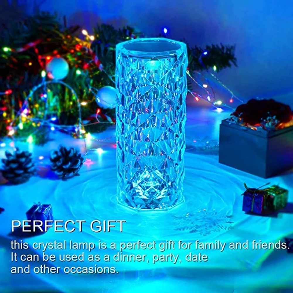 Luxurious 16 Colors LED Crystal Lamp Rose Light with Touch and Remote-Control Table Lamps