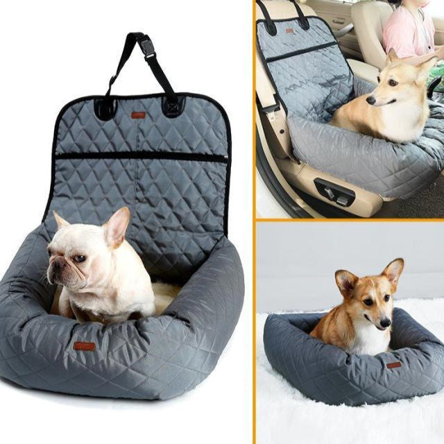 Portable Car Travel Dog Bed with Seat Belt