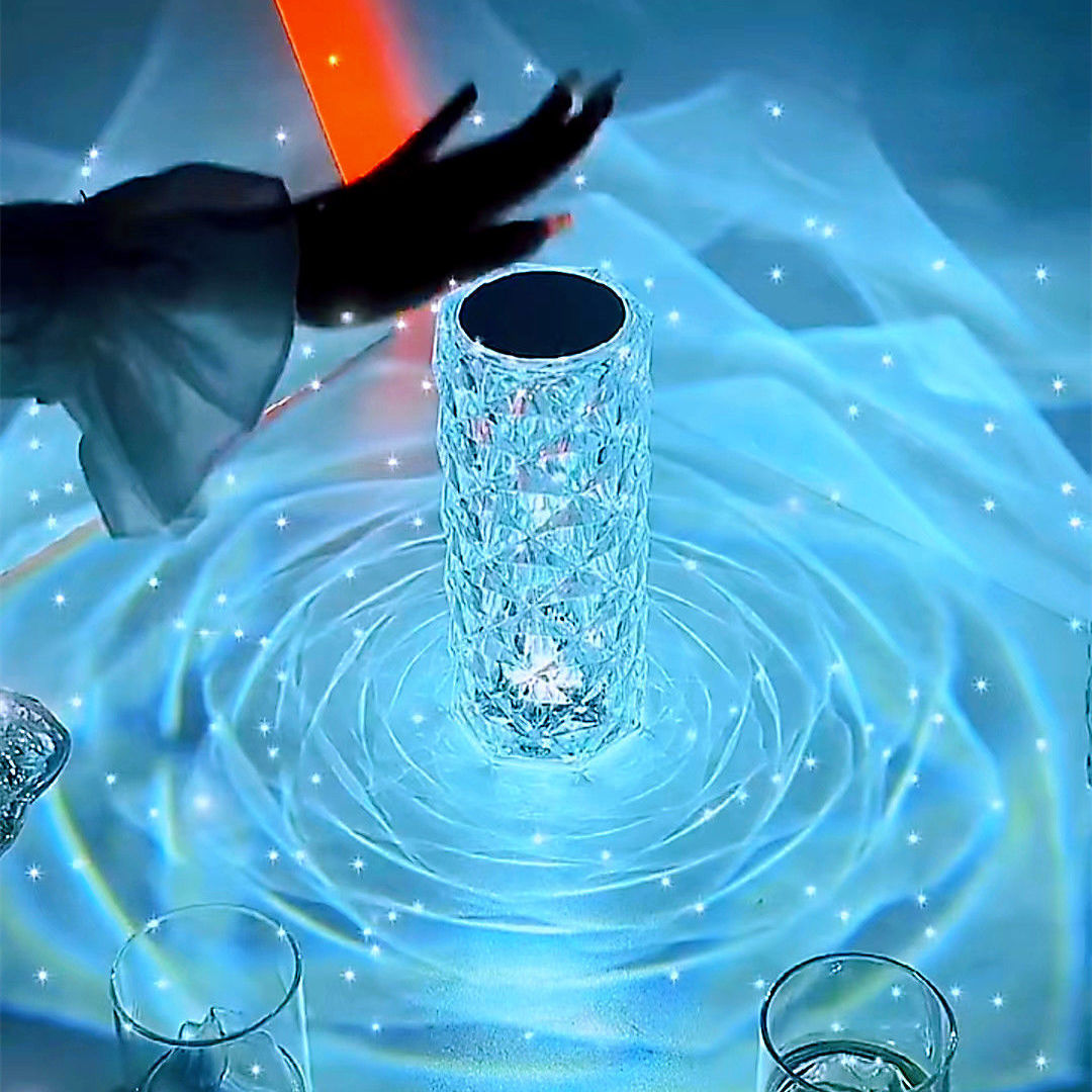 Luxurious 16 Colors LED Crystal Lamp Rose Light with Touch and Remote-Control Table Lamps