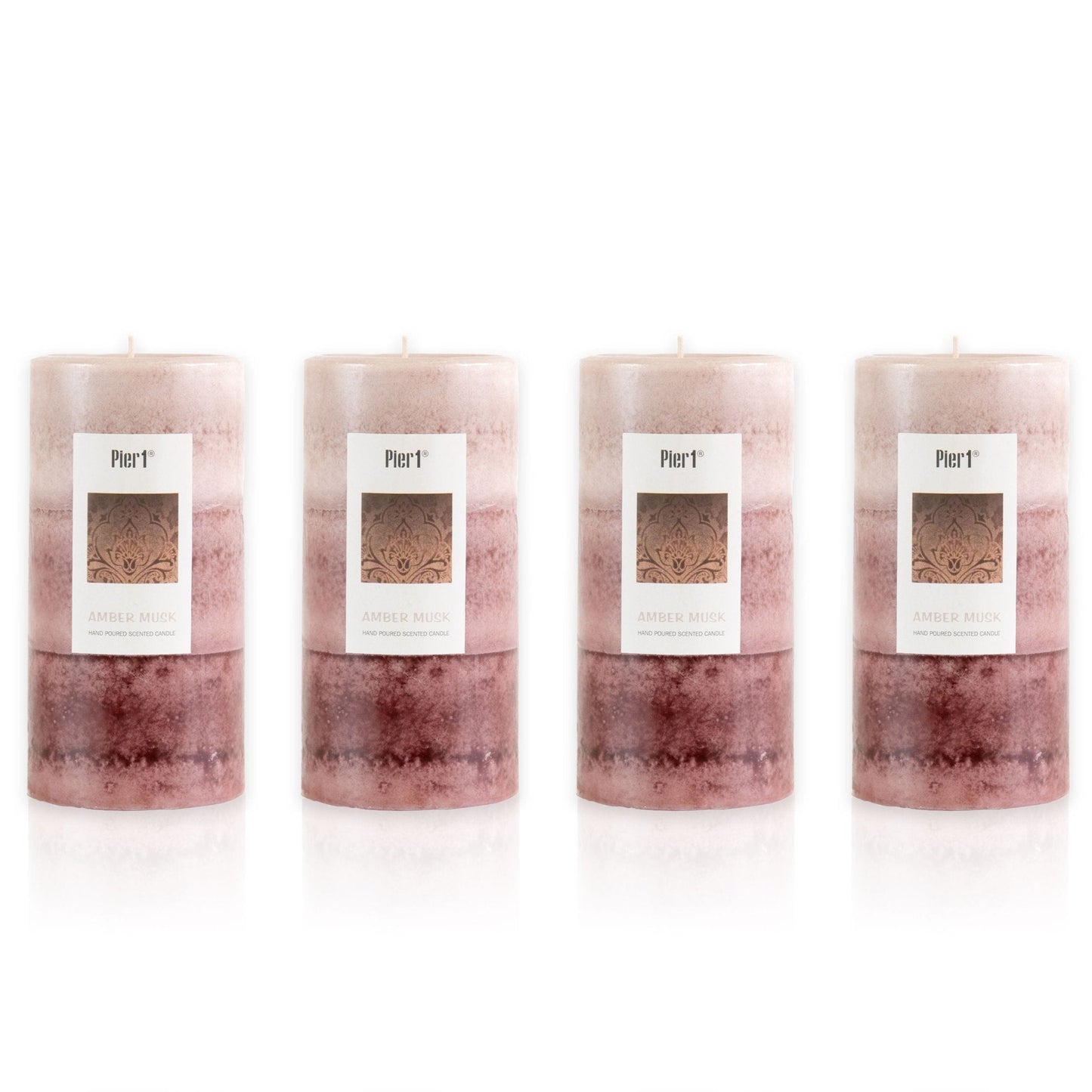 Pier 1 Amber Musk 3x6 Layered Set of 4 Pillar Candles - Pier 1