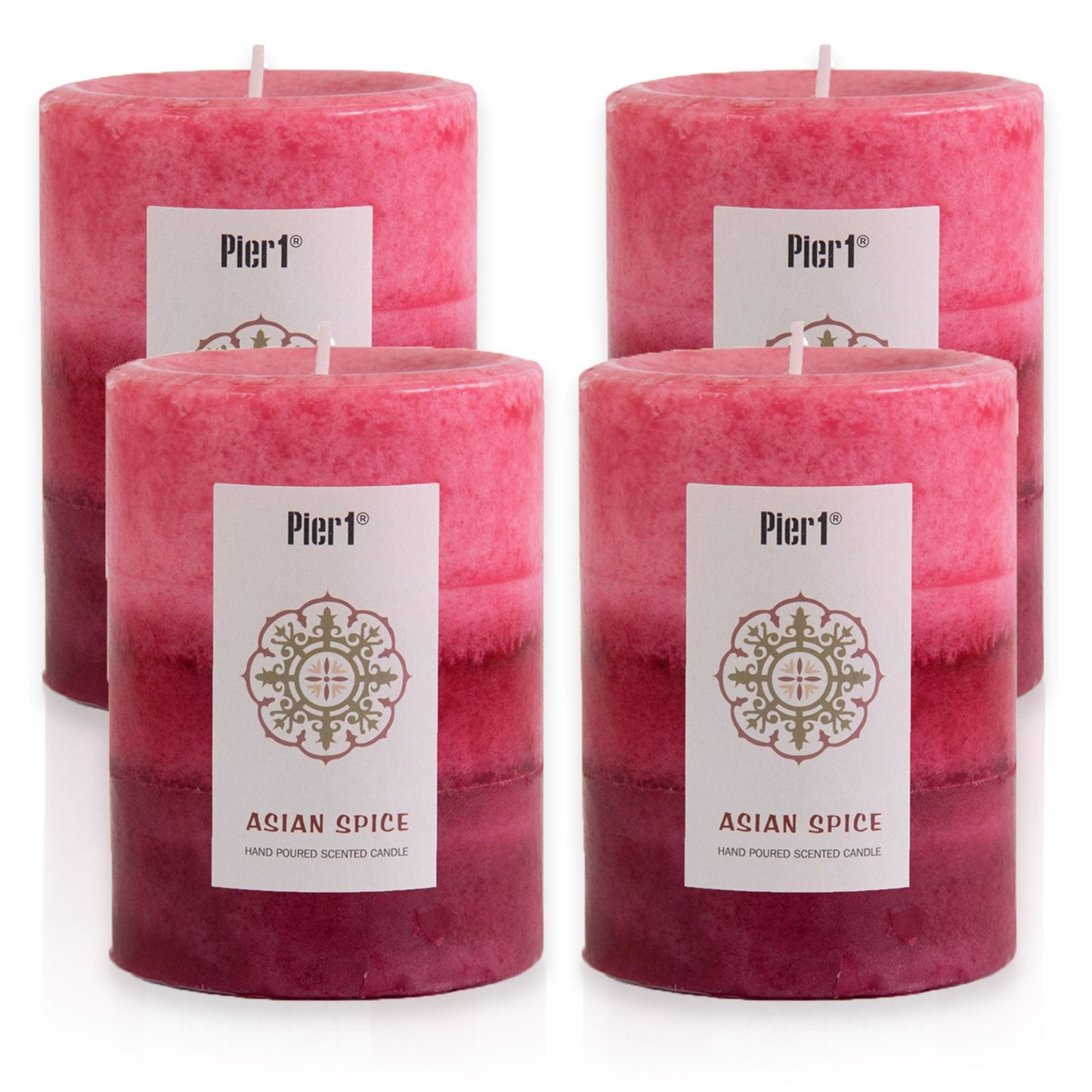 Pier 1 Asian Spice 3x4 Layered Set of 4 Pillar Candles - Pier 1