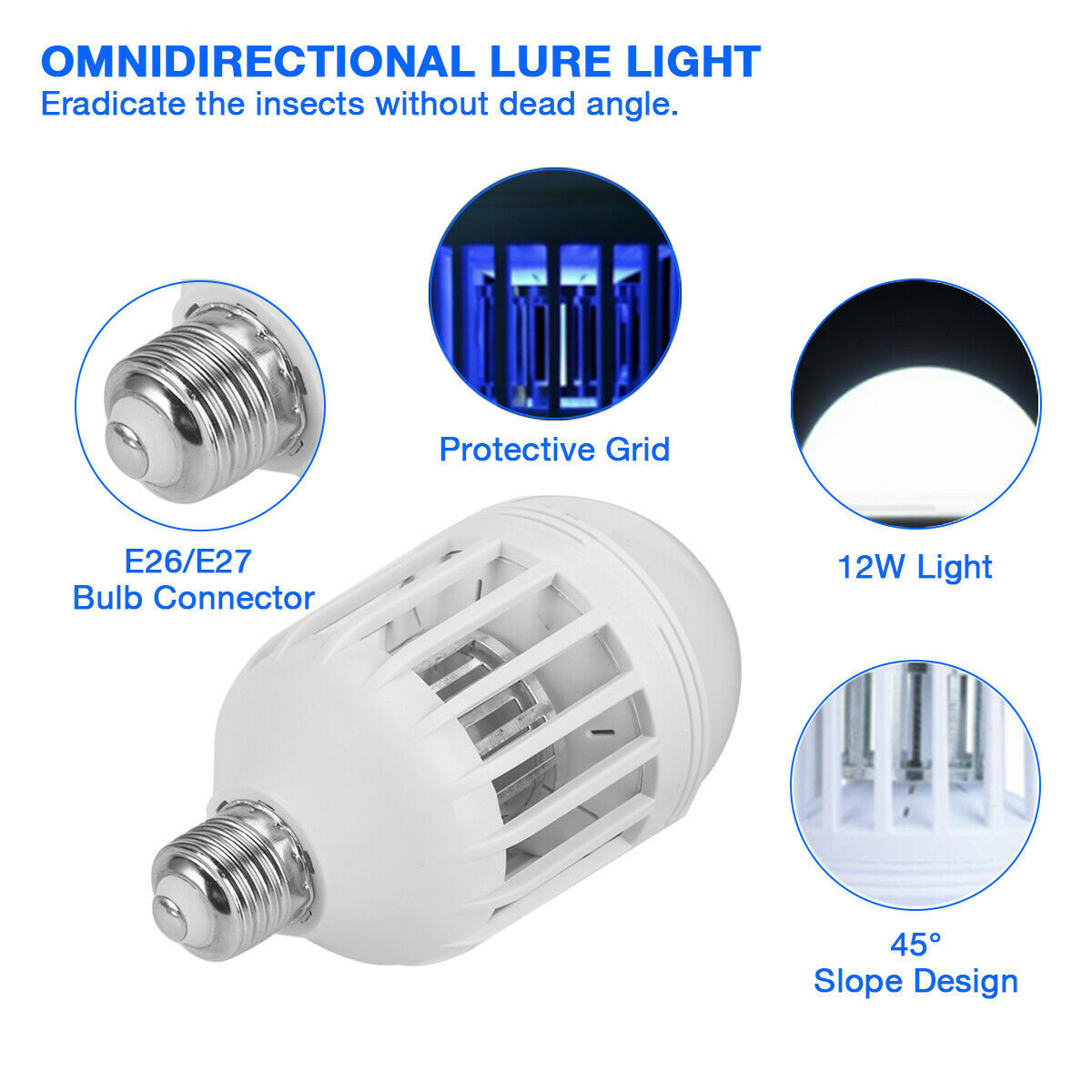 Fly Trap Killer Light Bulb Lamp for Indoor and Outdoor
