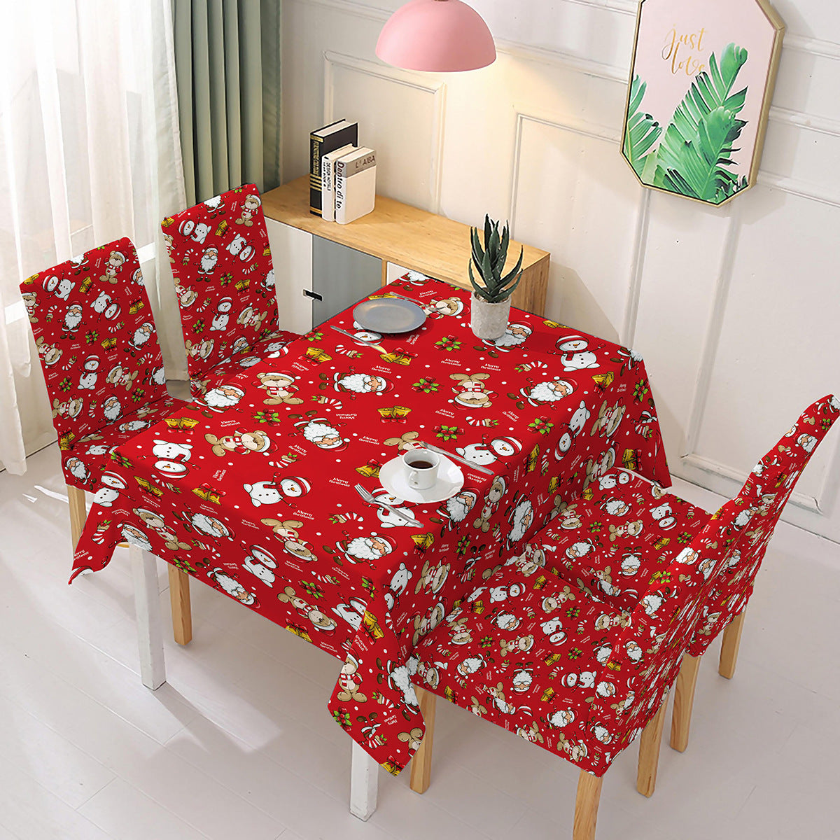FAMILYHOMEDECOR™ Christmas Waterproof Polyester Tablecloth Wrap