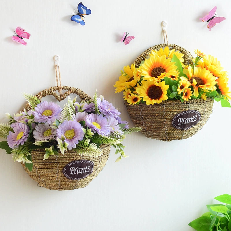 planted hanging baskets
