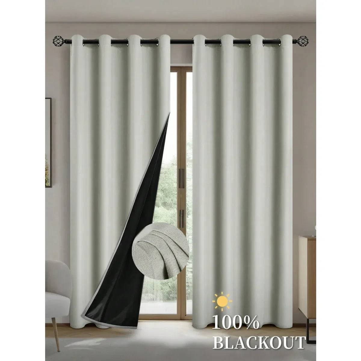 FamilyHomeDecor™ Easy Sliding Curtains Total Blackout