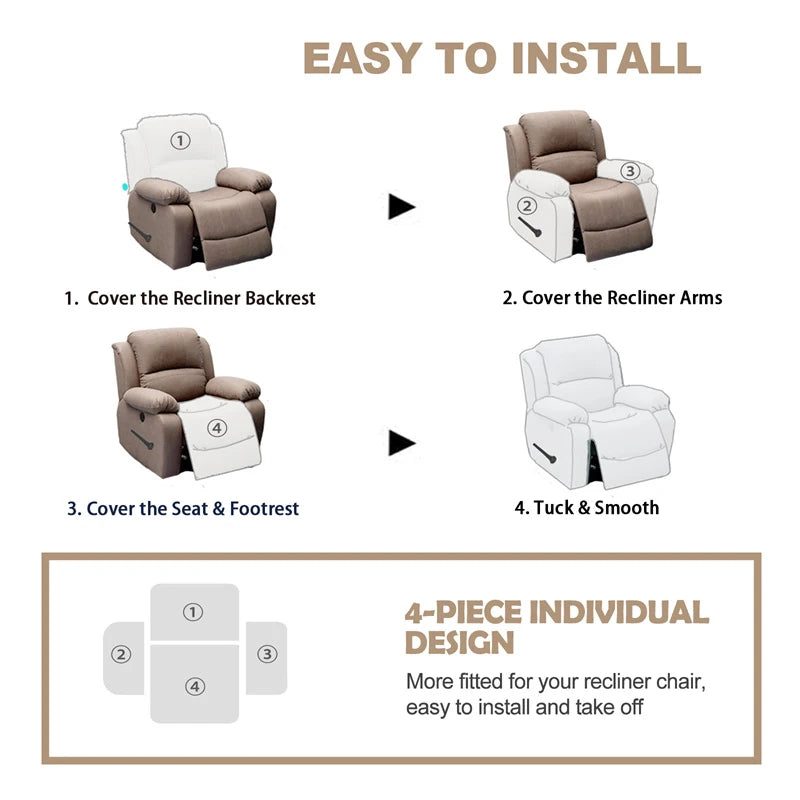 FamilyHomeDecor™ Recliner Elastic Velvet Sofa Slipcover