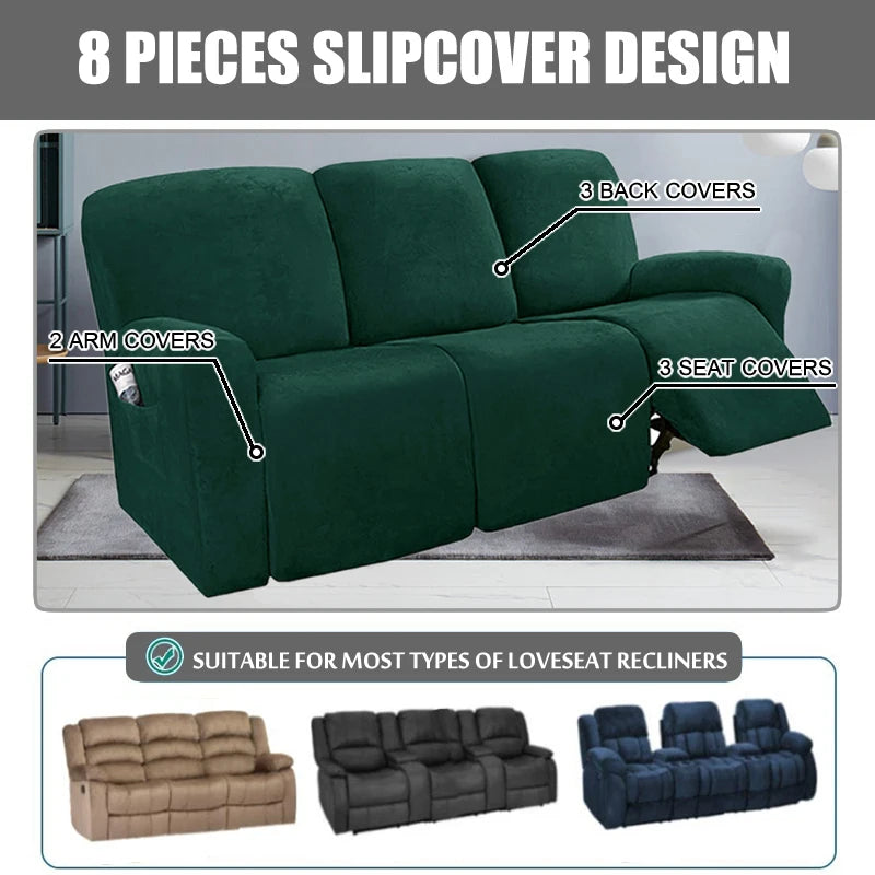 FamilyHomeDecor™ Recliner Elastic Velvet Sofa Slipcover