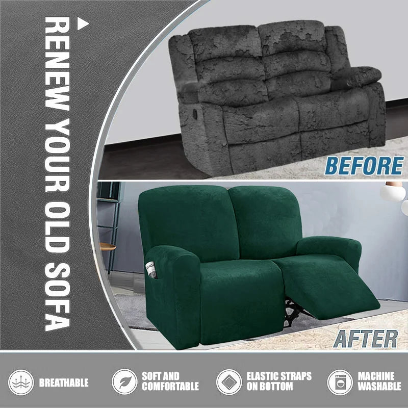 FamilyHomeDecor™ Recliner Elastic Velvet Sofa Slipcover