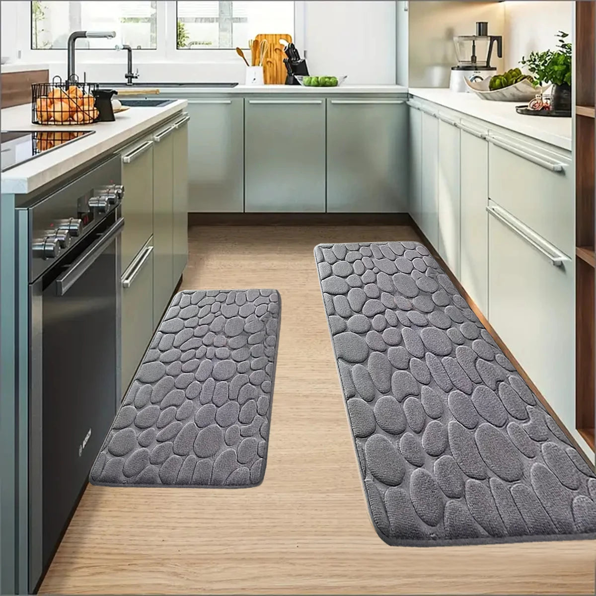 FamilyHomeDecor™ Chic Cobblestone Kitchen Mat