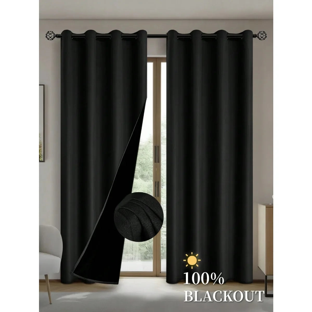 FamilyHomeDecor™ Easy Sliding Curtains Total Blackout