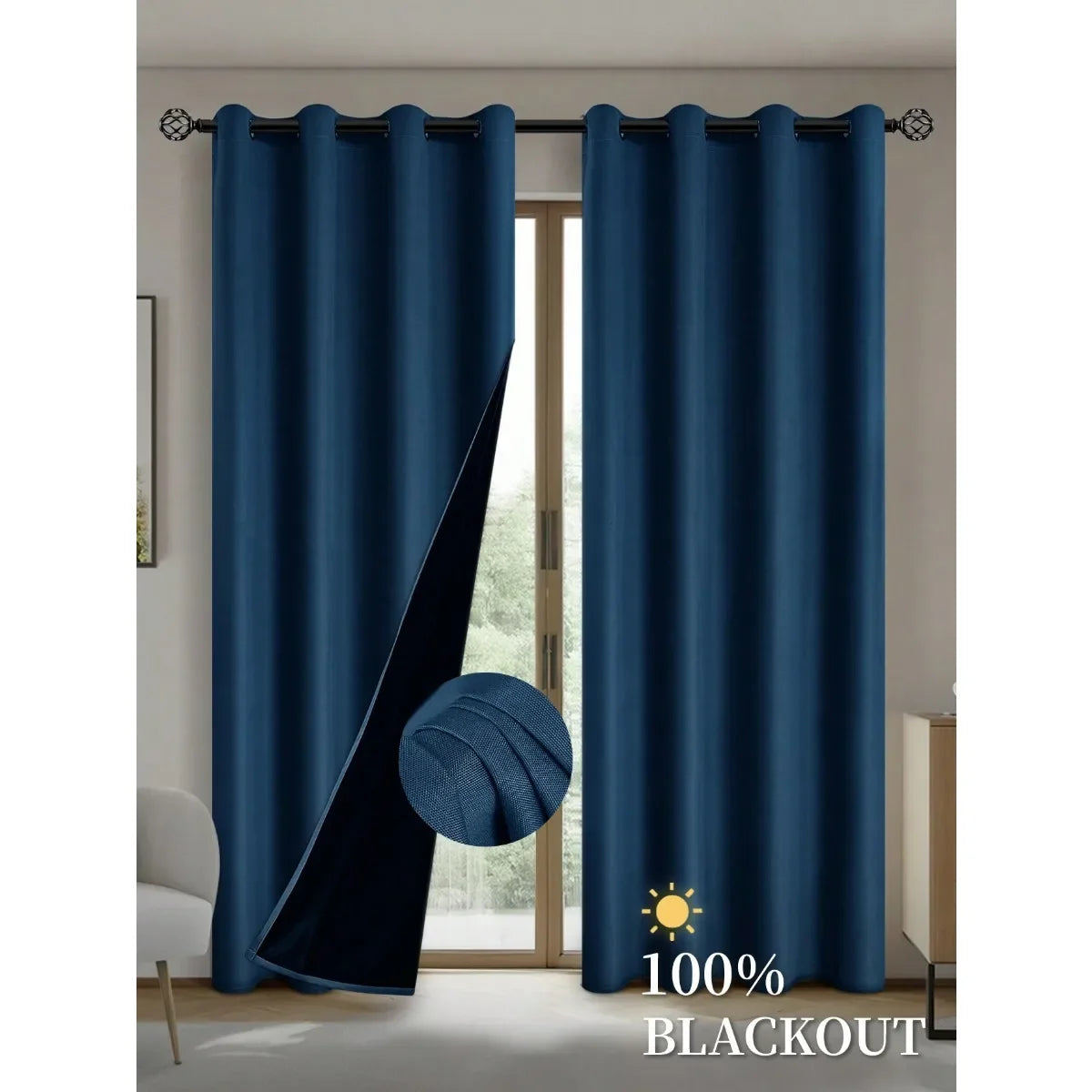 FamilyHomeDecor™ Easy Sliding Curtains Total Blackout