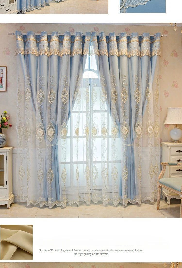 FamilyHomeDecor™ Luxury Double-layer Custom Embroidery Curtains
