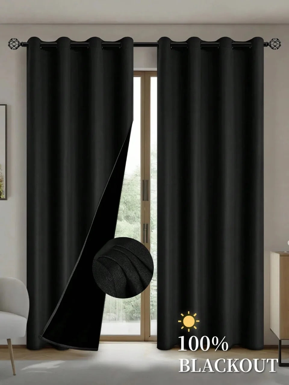 FamilyHomeDecor™ Easy Sliding Curtains Total Blackout