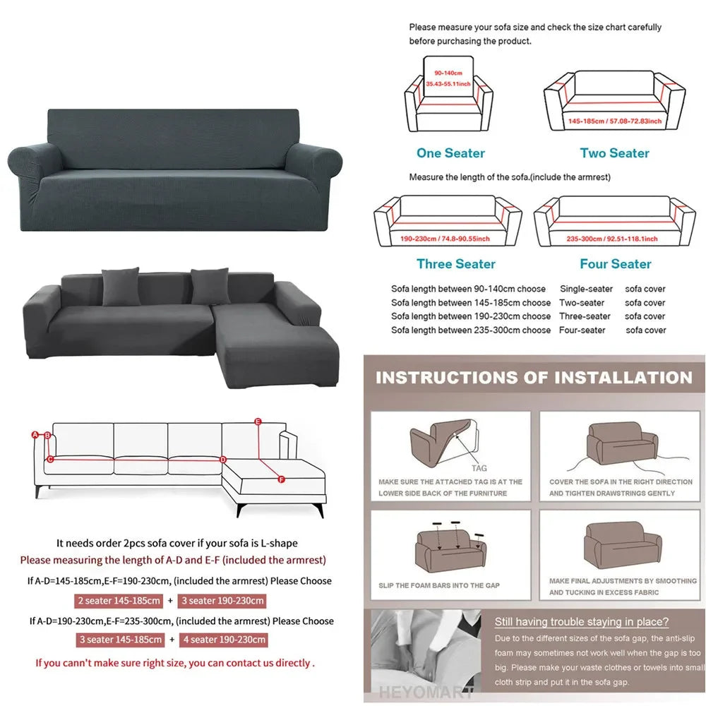 FamilyHomeDecor™ Machine Washable Elastic Stretch Couch Cover