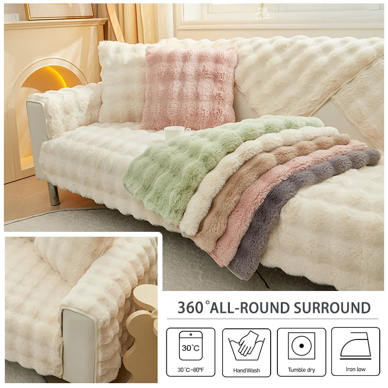 Thicken Rabbit Plush Universal Non-Slip Super Soft Couch Cushion