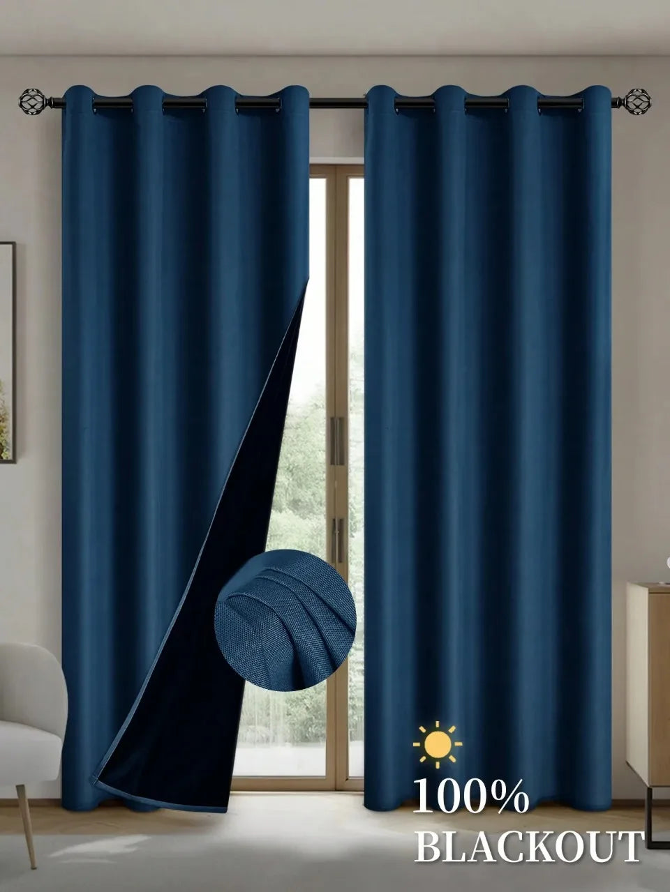 FamilyHomeDecor™ Easy Sliding Curtains Total Blackout