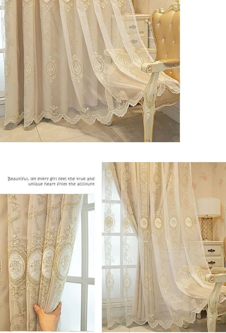 FamilyHomeDecor™ Luxury Double-layer Custom Embroidery Curtains