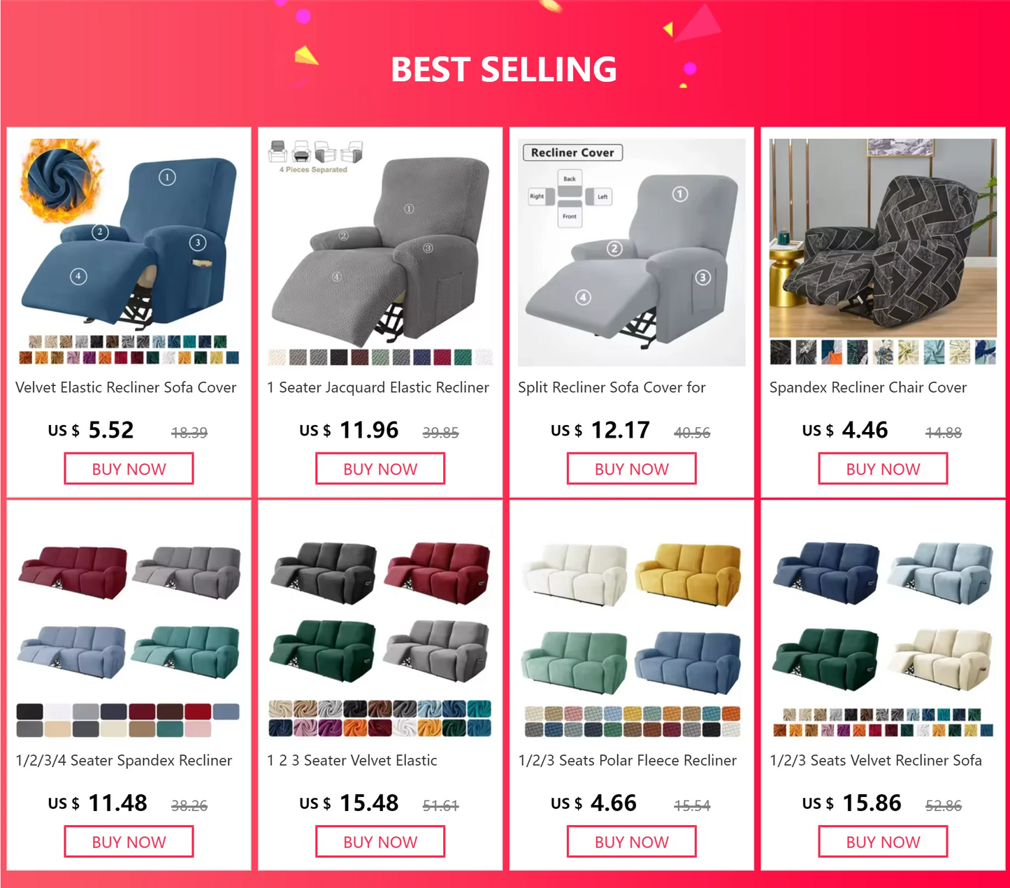 FamilyHomeDecor™ Recliner Elastic Velvet Sofa Slipcover