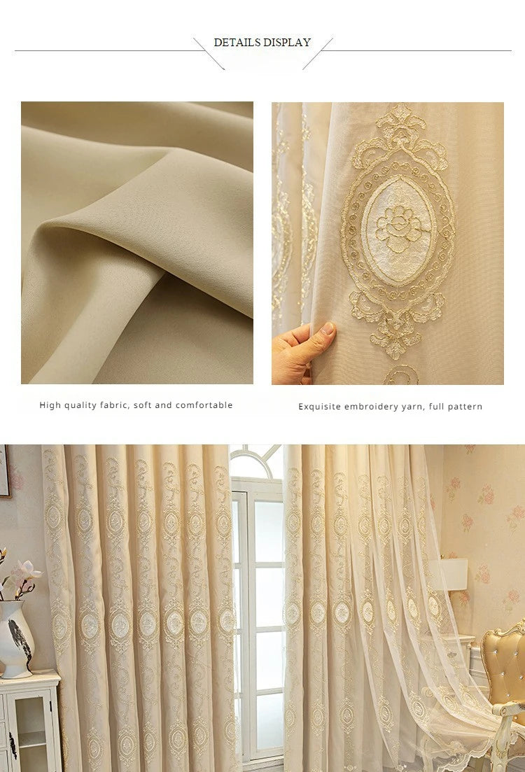 FamilyHomeDecor™ Luxury Double-layer Custom Embroidery Curtains