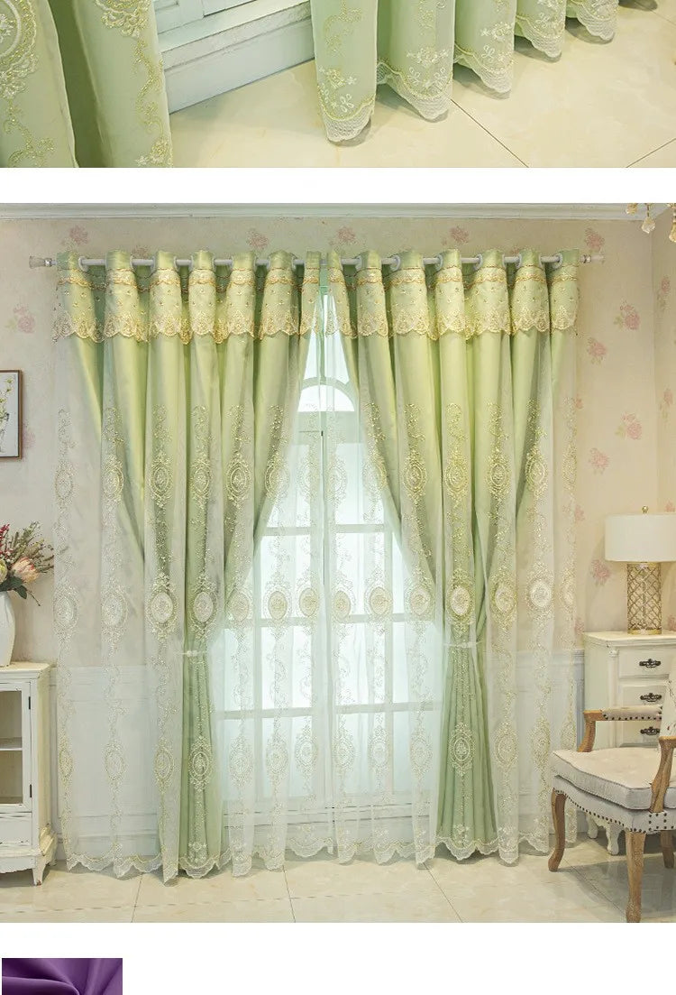 FamilyHomeDecor™ Luxury Double-layer Custom Embroidery Curtains
