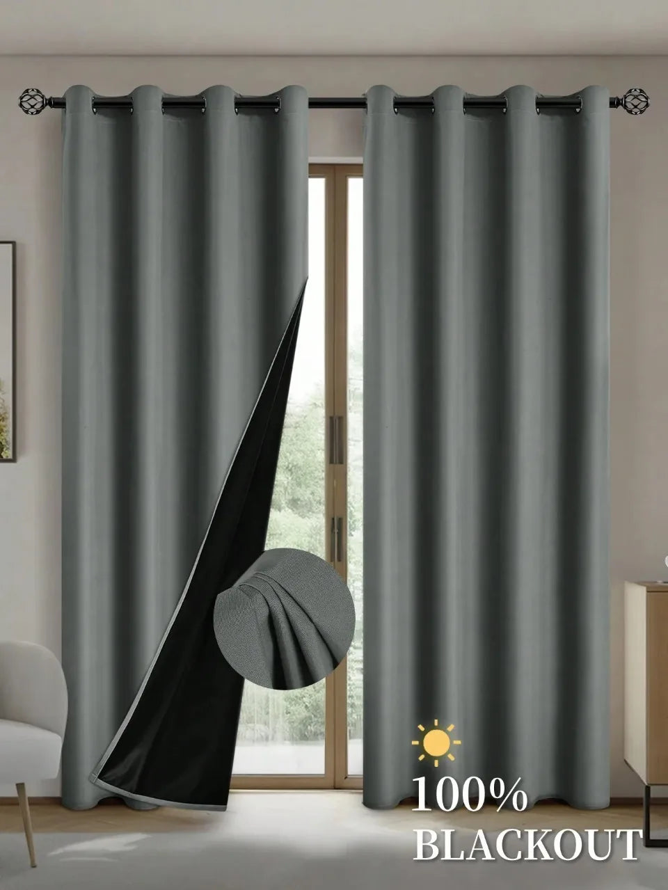 FamilyHomeDecor™ Easy Sliding Curtains Total Blackout