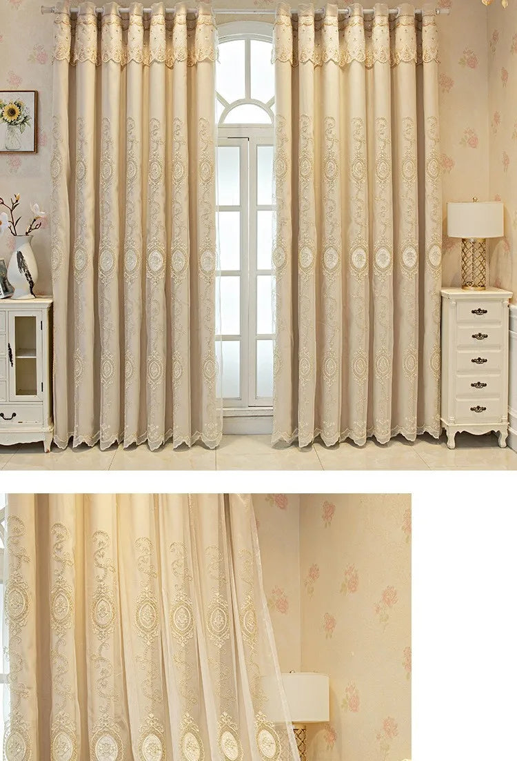 FamilyHomeDecor™ Luxury Double-layer Custom Embroidery Curtains