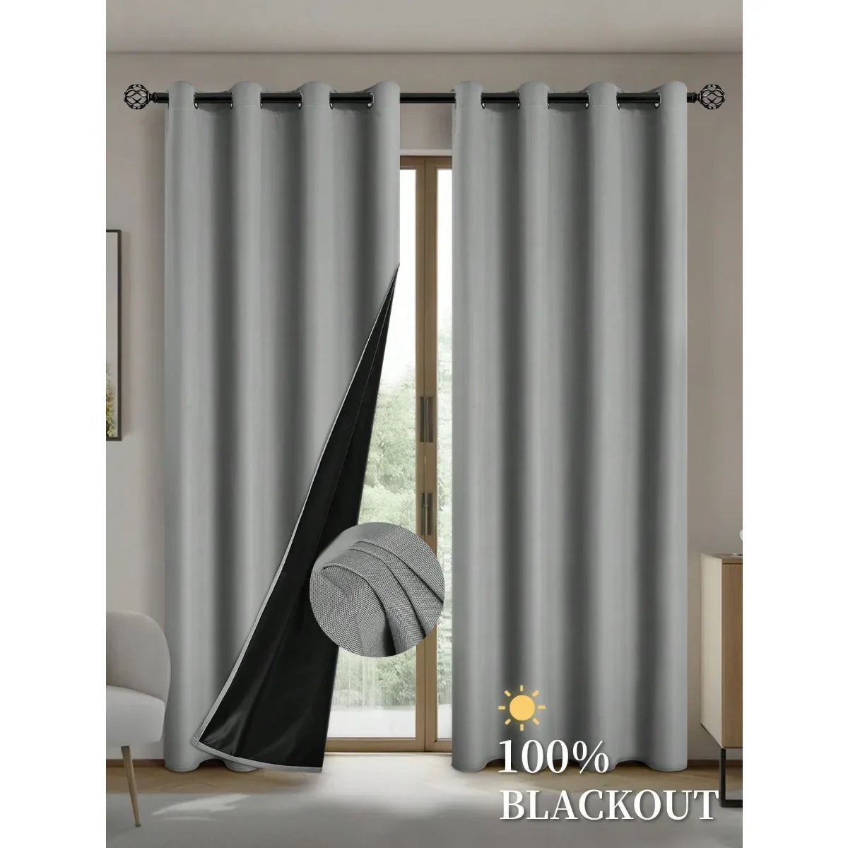 FamilyHomeDecor™ Easy Sliding Curtains Total Blackout