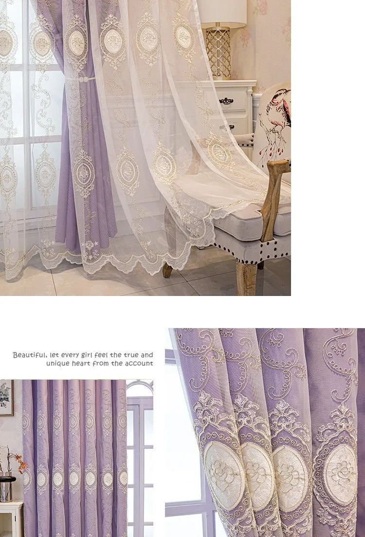 FamilyHomeDecor™ Luxury Double-layer Custom Embroidery Curtains