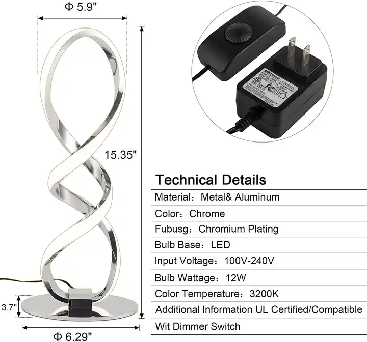 FamilyHomeDecor™ Helix Shaped 3 Color Dimmable Desk Lamp