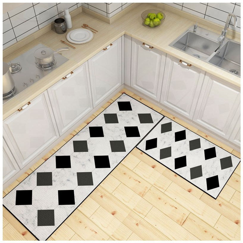 Flowers Pattern Hand-woven Kitchen Floor Mats for Oil-proof Foot