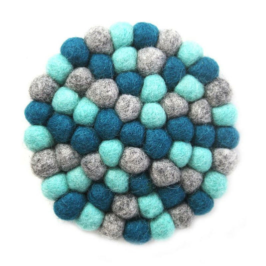 Felt Ball Coasters: 4-Pack, Chakra Light Blues