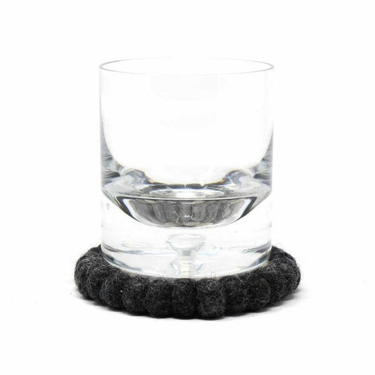 Felt Ball Coasters: 4-Pack, Flower Black/Grey