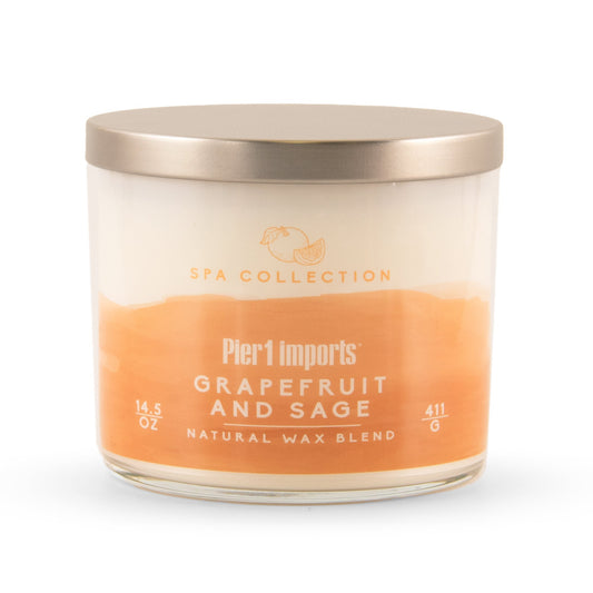 Pier 1 Spa Collection Grapefruit & Sage Filled 3-Wick Candle - Pier 1