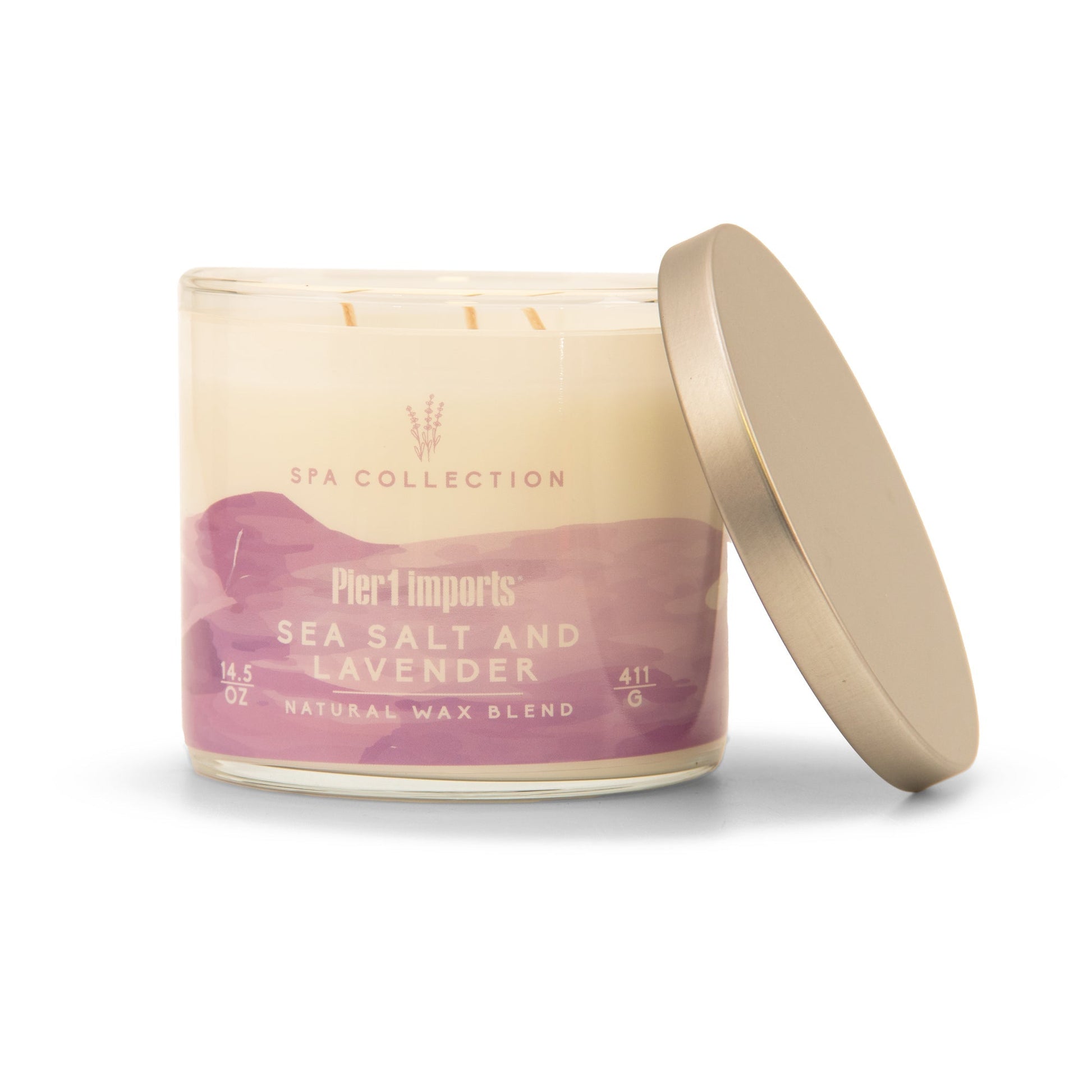 Pier 1 Spa Collection Sea Salt & Lavender Filled 3-Wick Candle - Pier 1